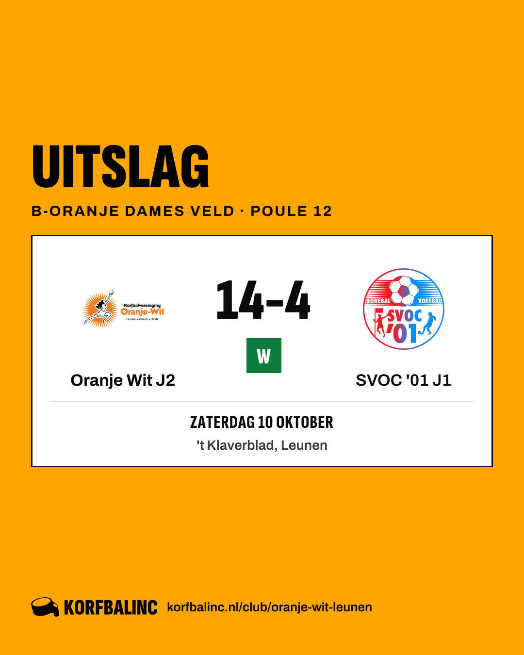 Oranje Wit J2 - SVOC '01 J1