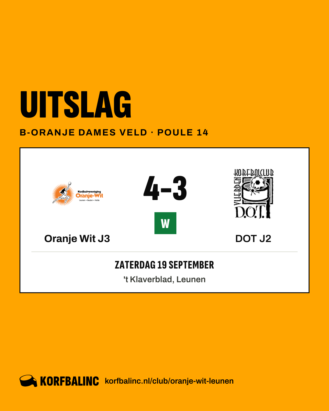 Oranje Wit J3 - DOT J2