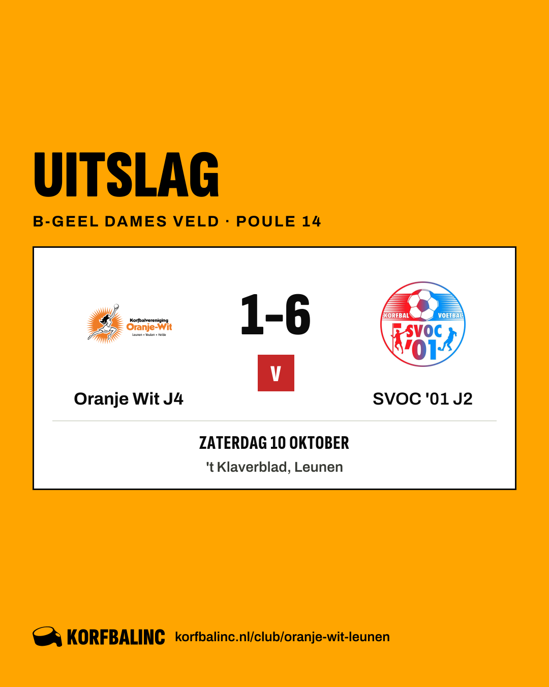 Oranje Wit J4 - SVOC '01 J2