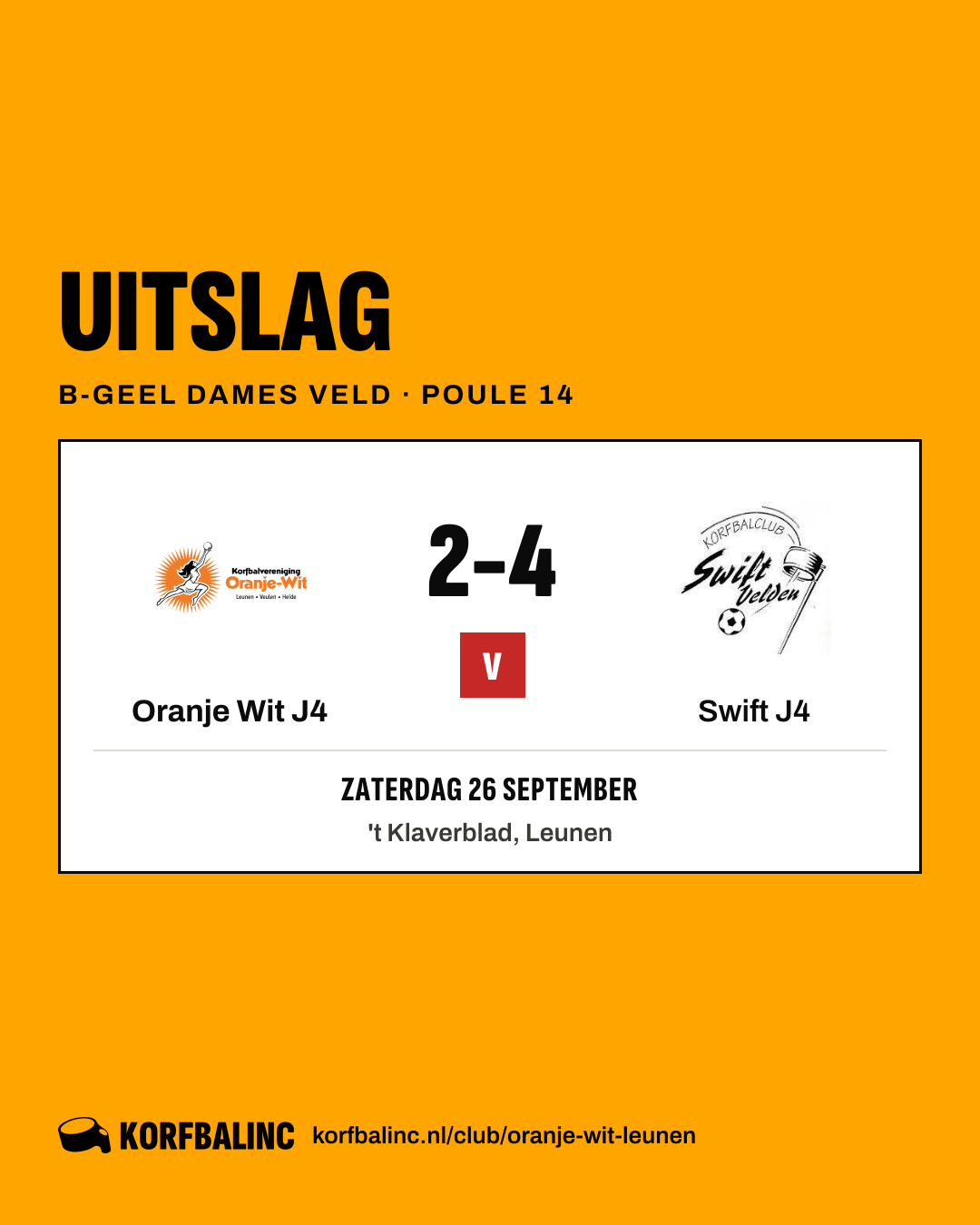 Oranje Wit J4 - Swift J4