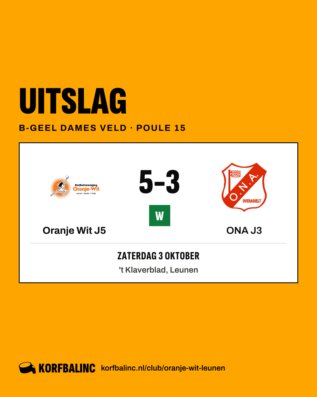 Oranje Wit J5 - ONA J3