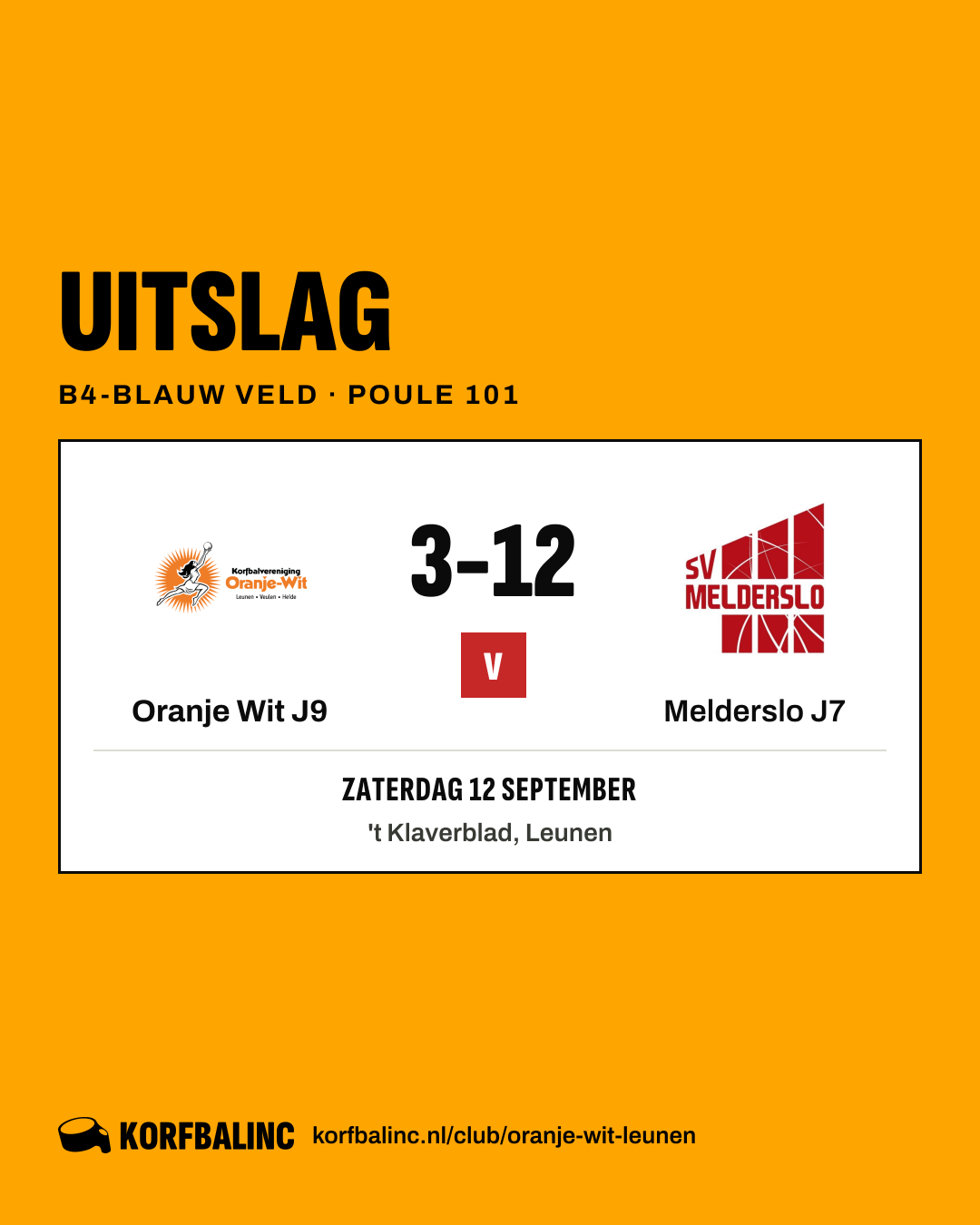 Oranje Wit J9 - Melderslo J7