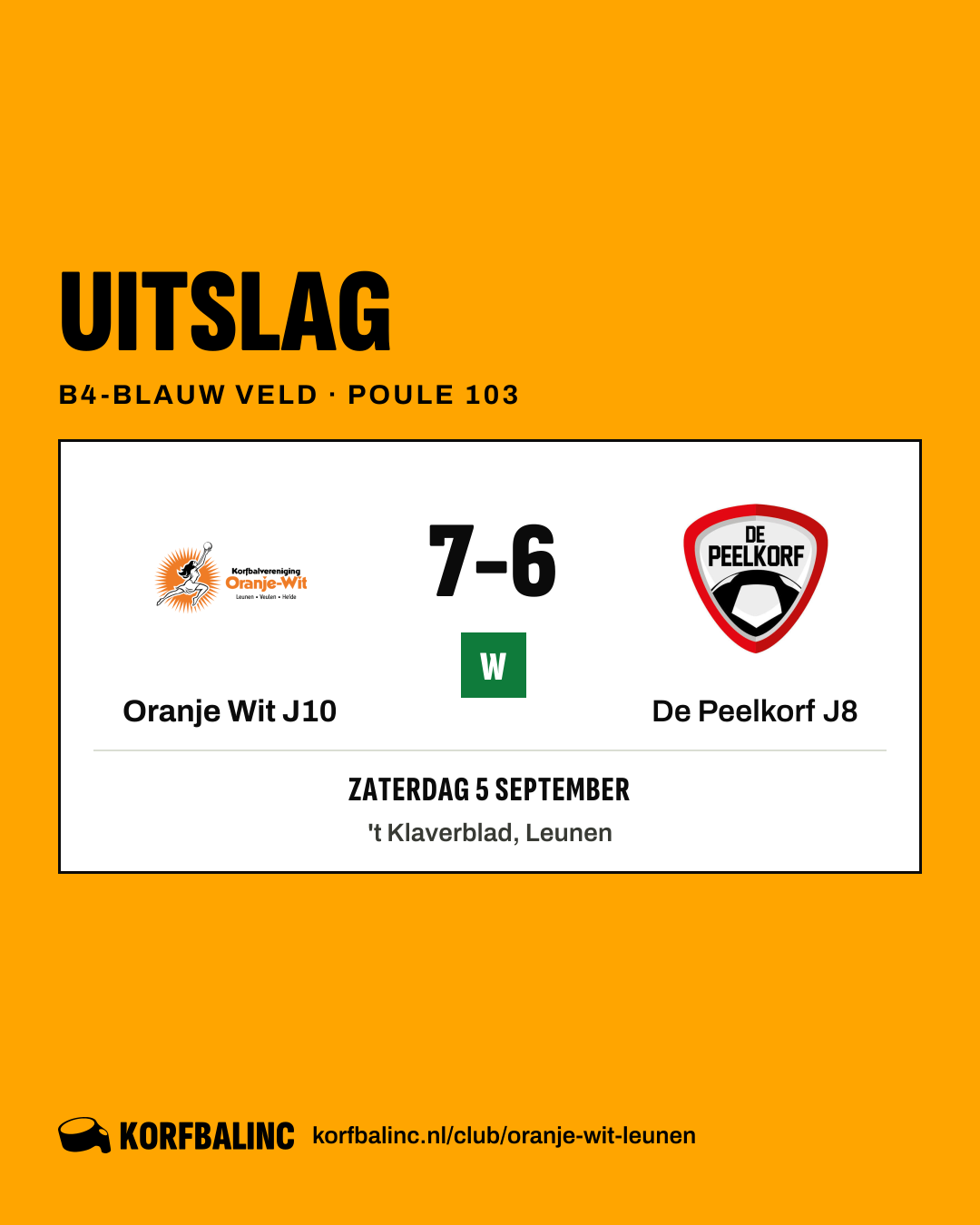 Oranje Wit J10 - De Peelkorf J8