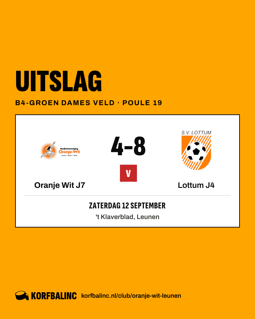 Oranje Wit J7 - Lottum J4