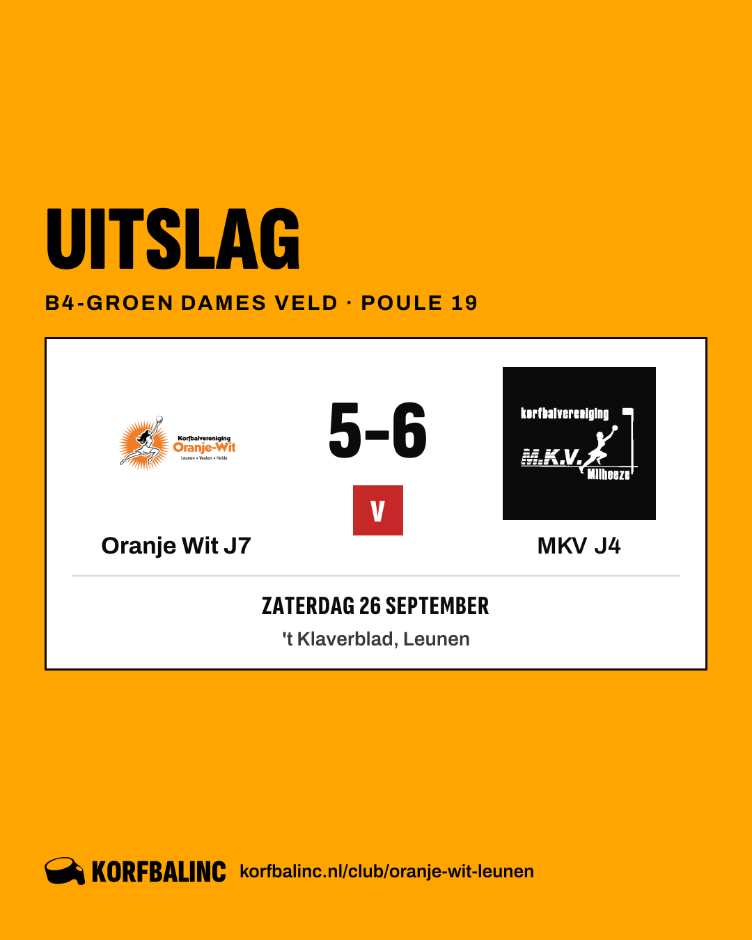 Oranje Wit J7 - MKV J4