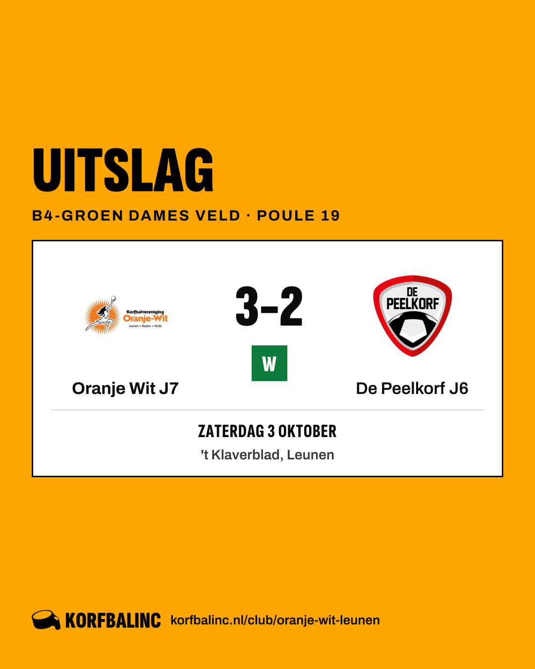 Oranje Wit J7 - De Peelkorf J6