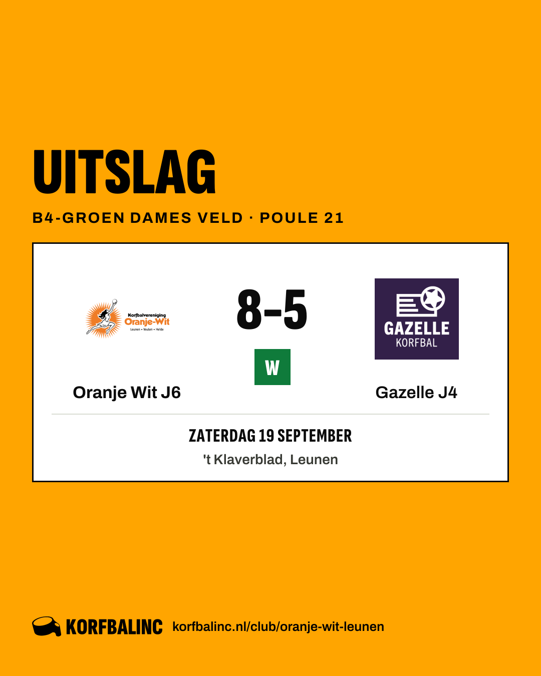 Oranje Wit J6 - Gazelle J4