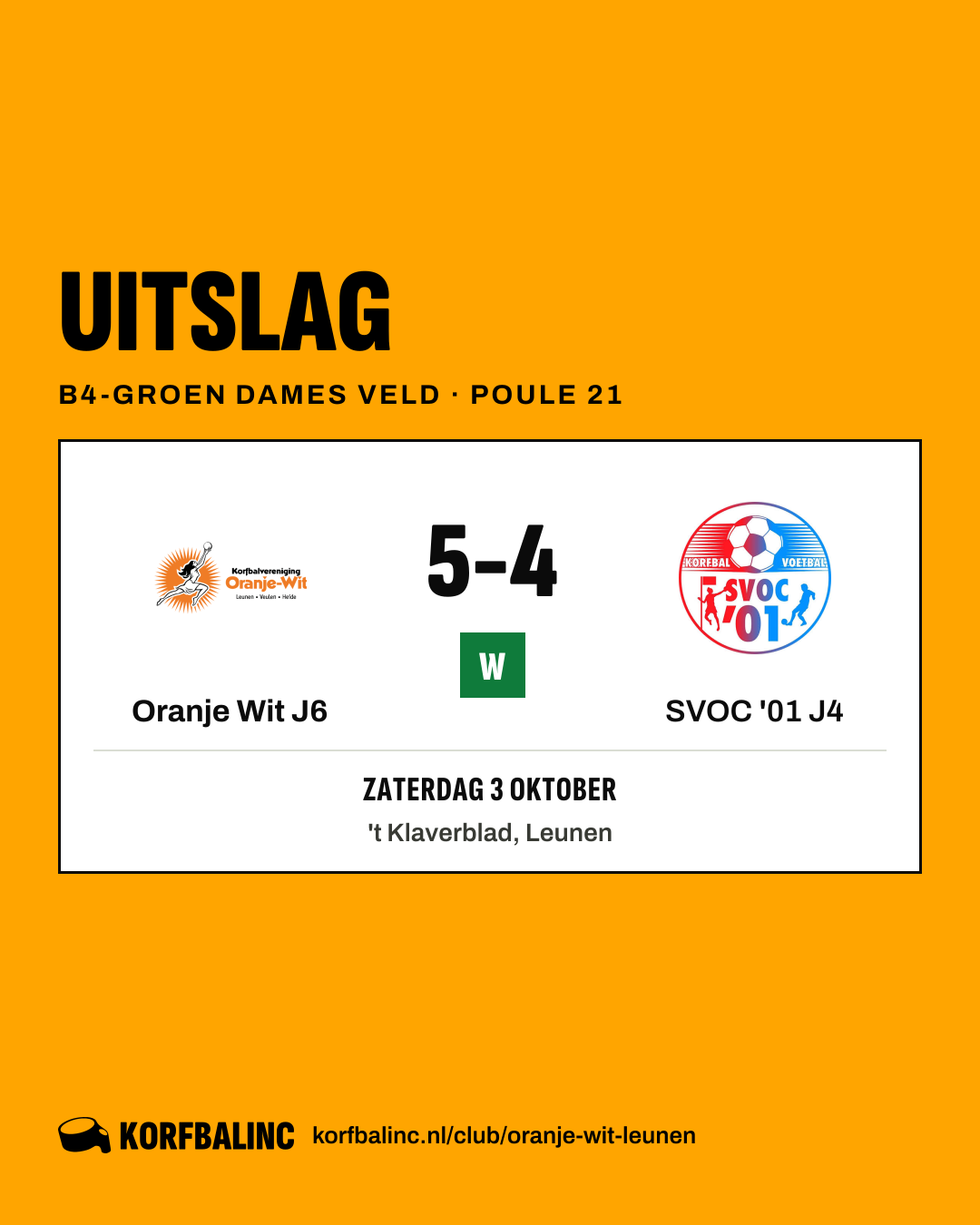 Oranje Wit J6 - SVOC '01 J4