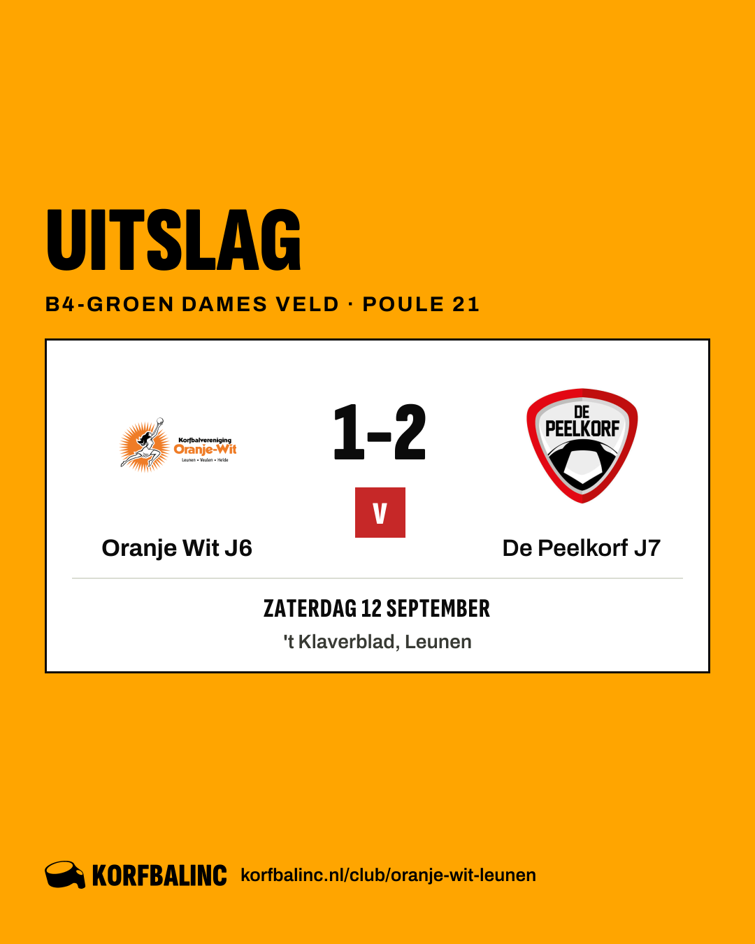 Oranje Wit J6 - De Peelkorf J7