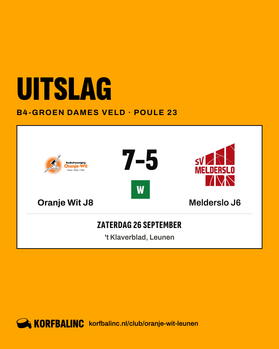 Oranje Wit J8 - Melderslo J6