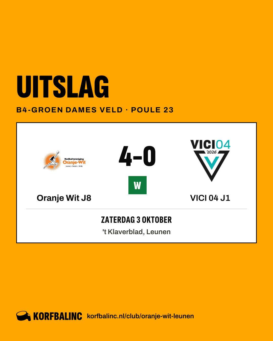 Oranje Wit J8 - VICI 04 J1