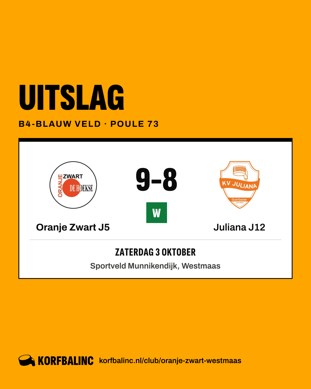 Oranje Zwart J5 - Juliana J12