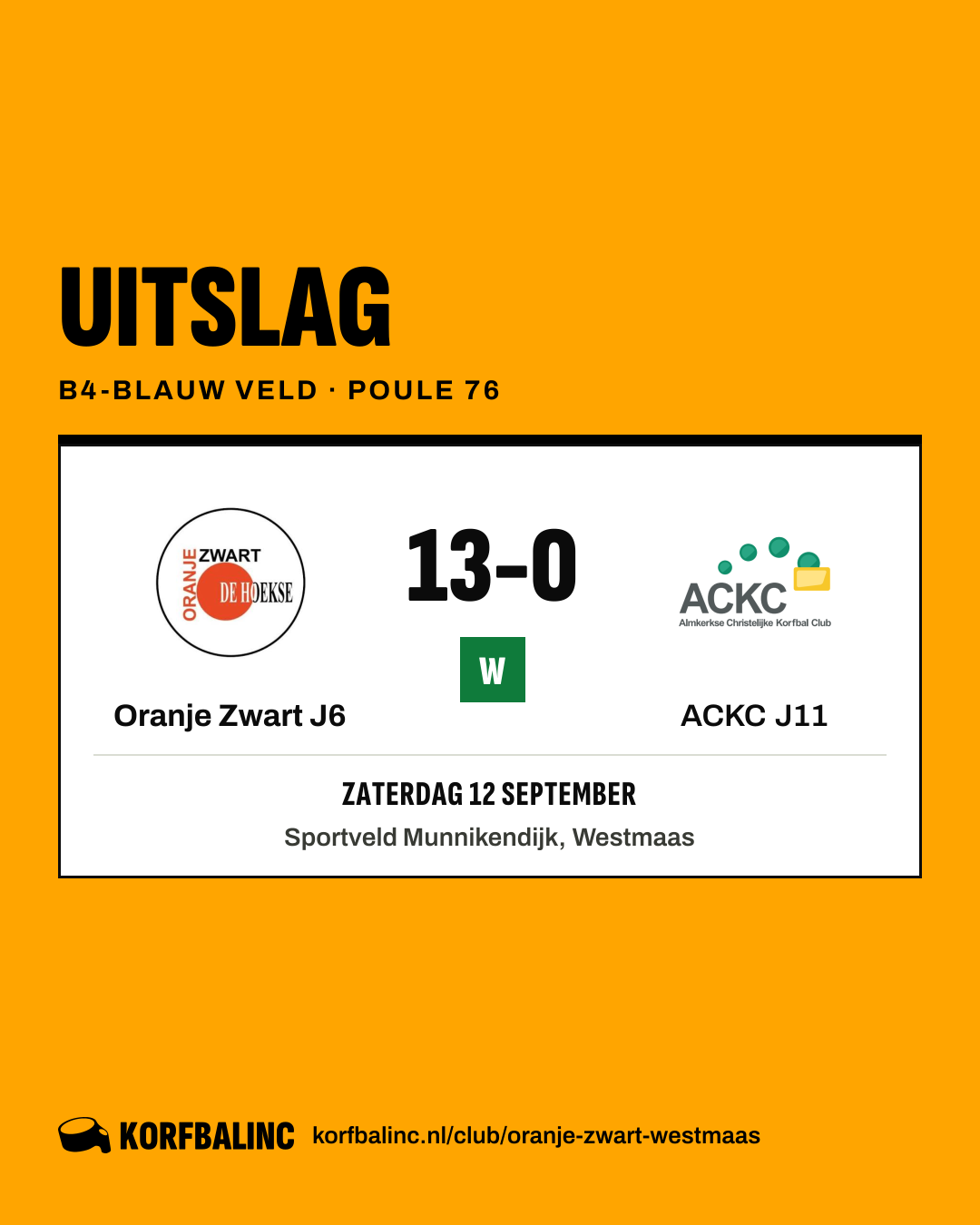 Oranje Zwart J6 - ACKC J11