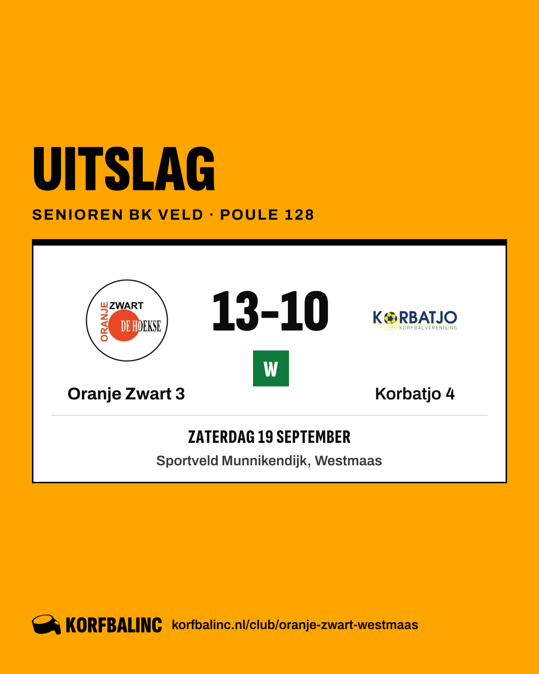 Oranje Zwart 3 - Korbatjo 4