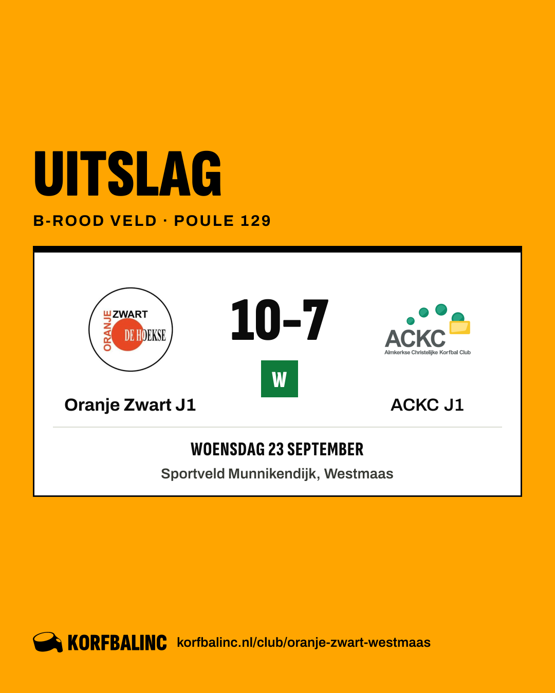 Oranje Zwart J1 - ACKC J1