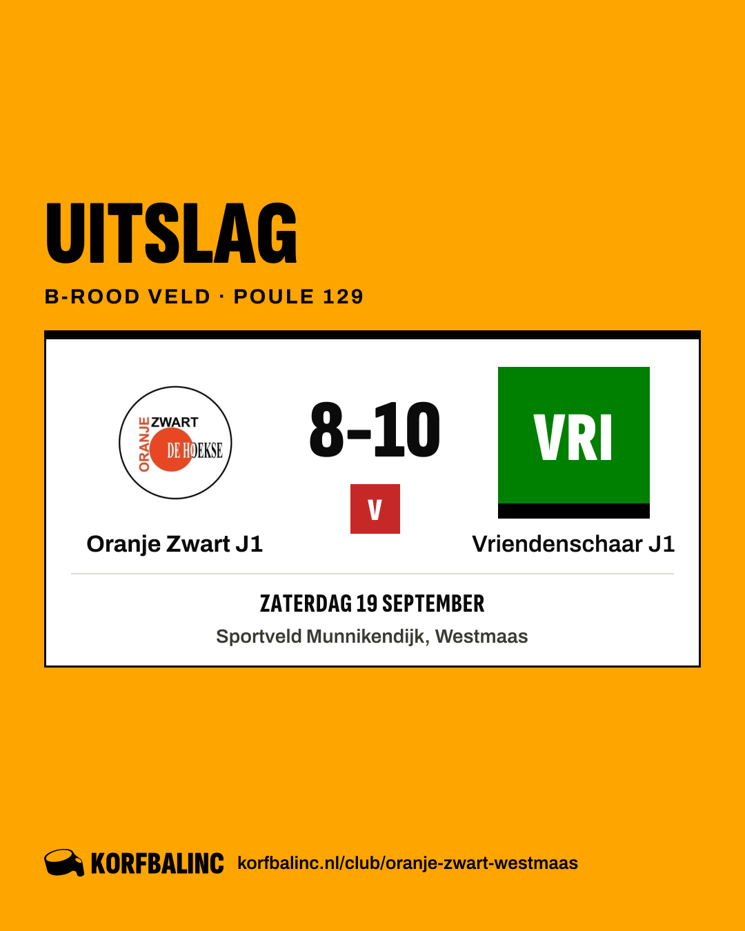 Oranje Zwart J1 - Vriendenschaar J1