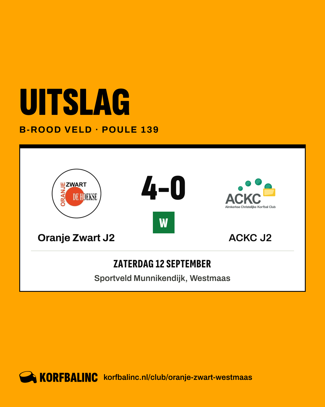 Oranje Zwart J2 - ACKC J2