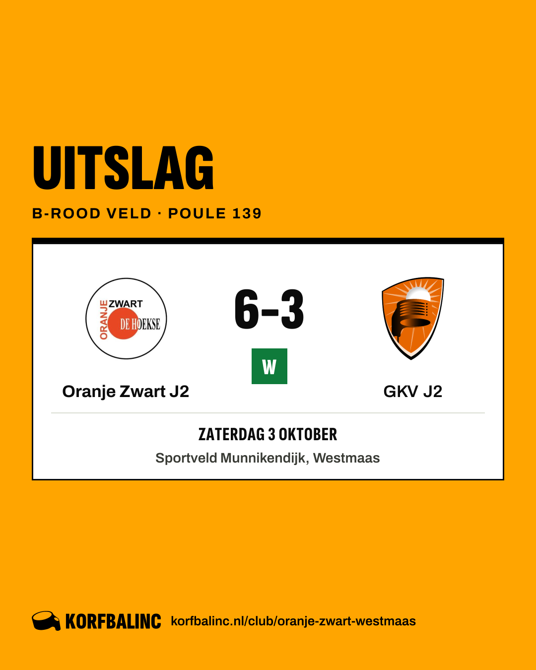 Oranje Zwart J2 - GKV J2