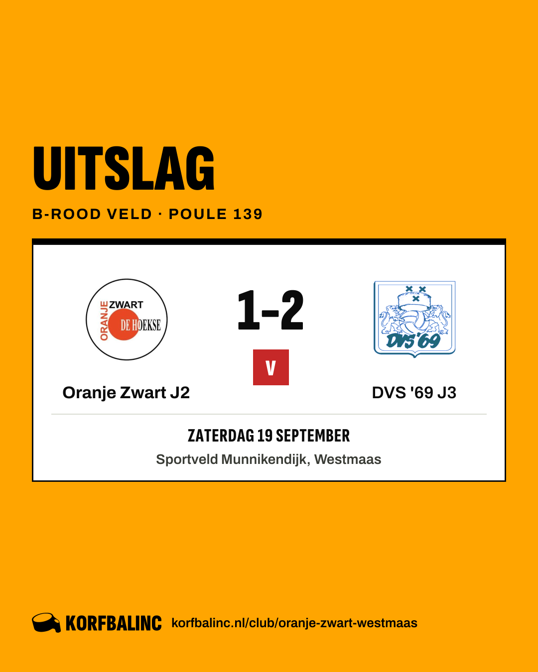 Oranje Zwart J2 - DVS '69 J3