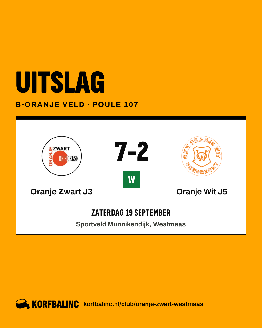 Oranje Zwart J3 - Oranje Wit J5