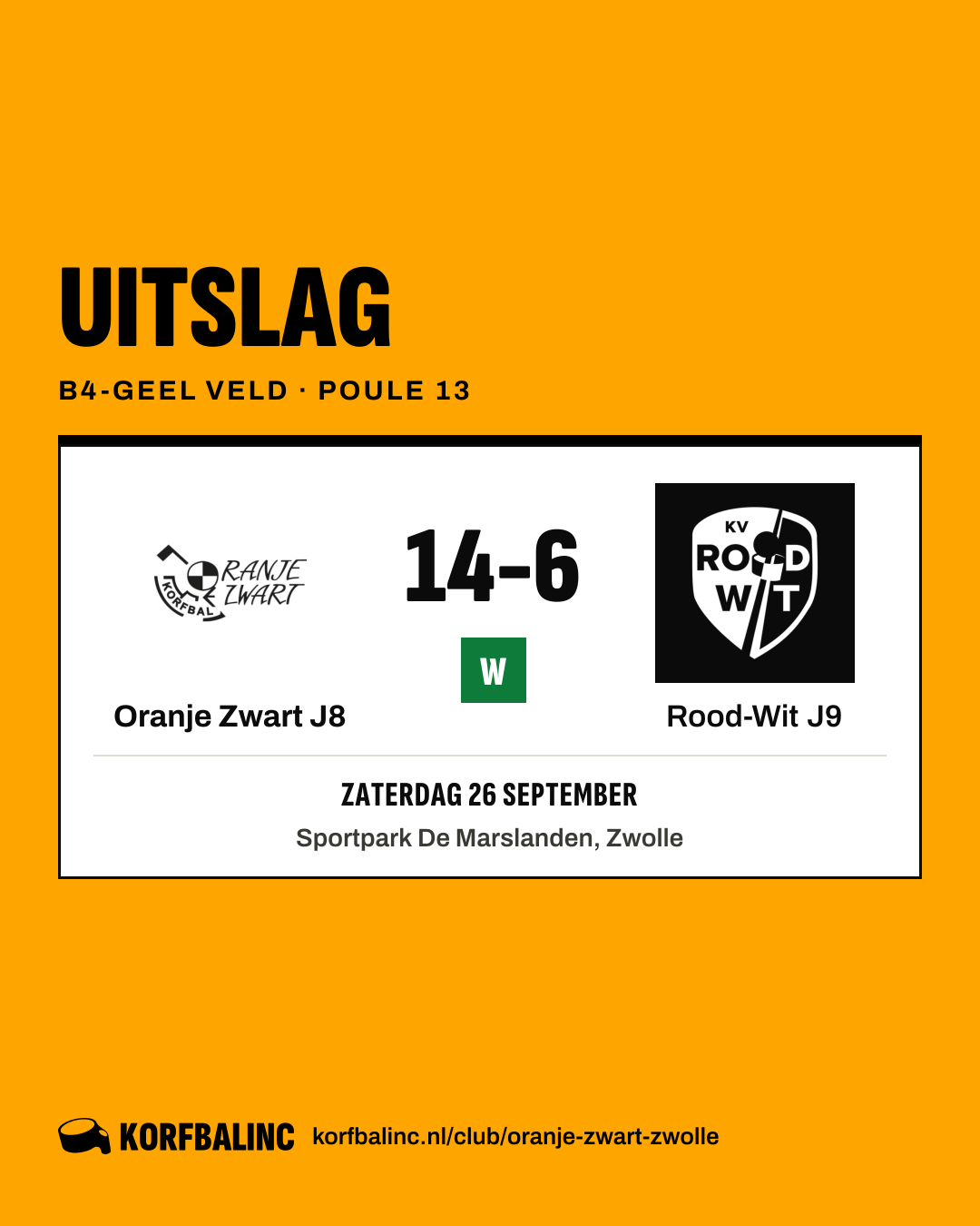 Oranje Zwart J8 - Rood-Wit J9