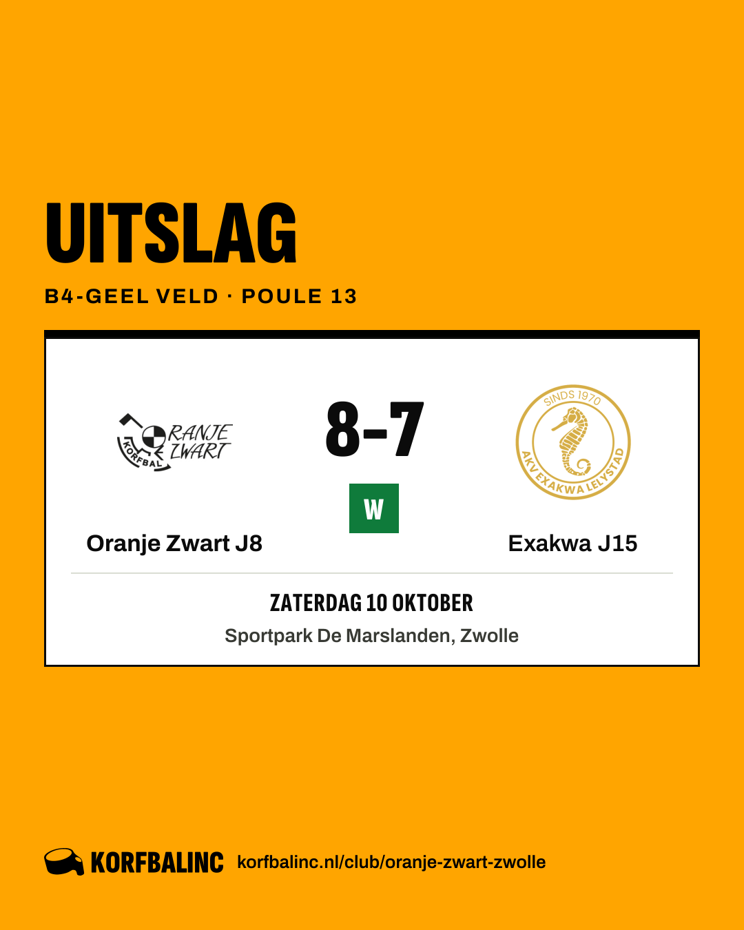 Oranje Zwart J8 - Exakwa J15