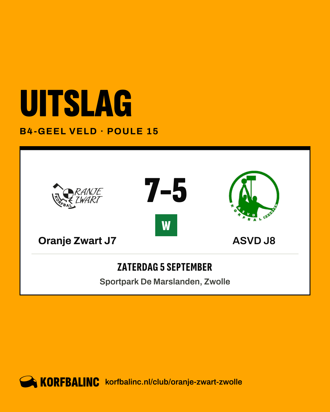 Oranje Zwart J7 - ASVD J8