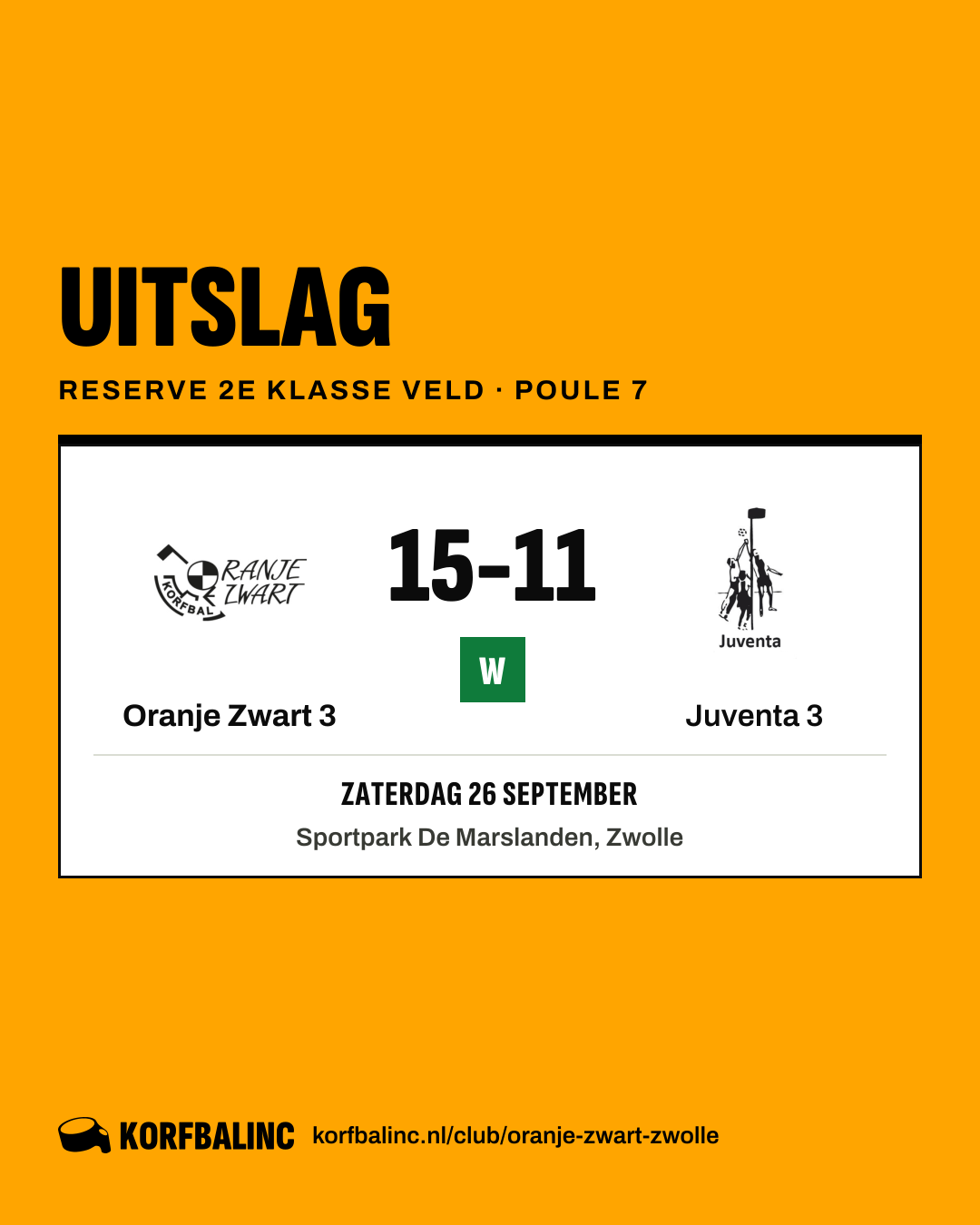 Oranje Zwart 3 - Juventa 3