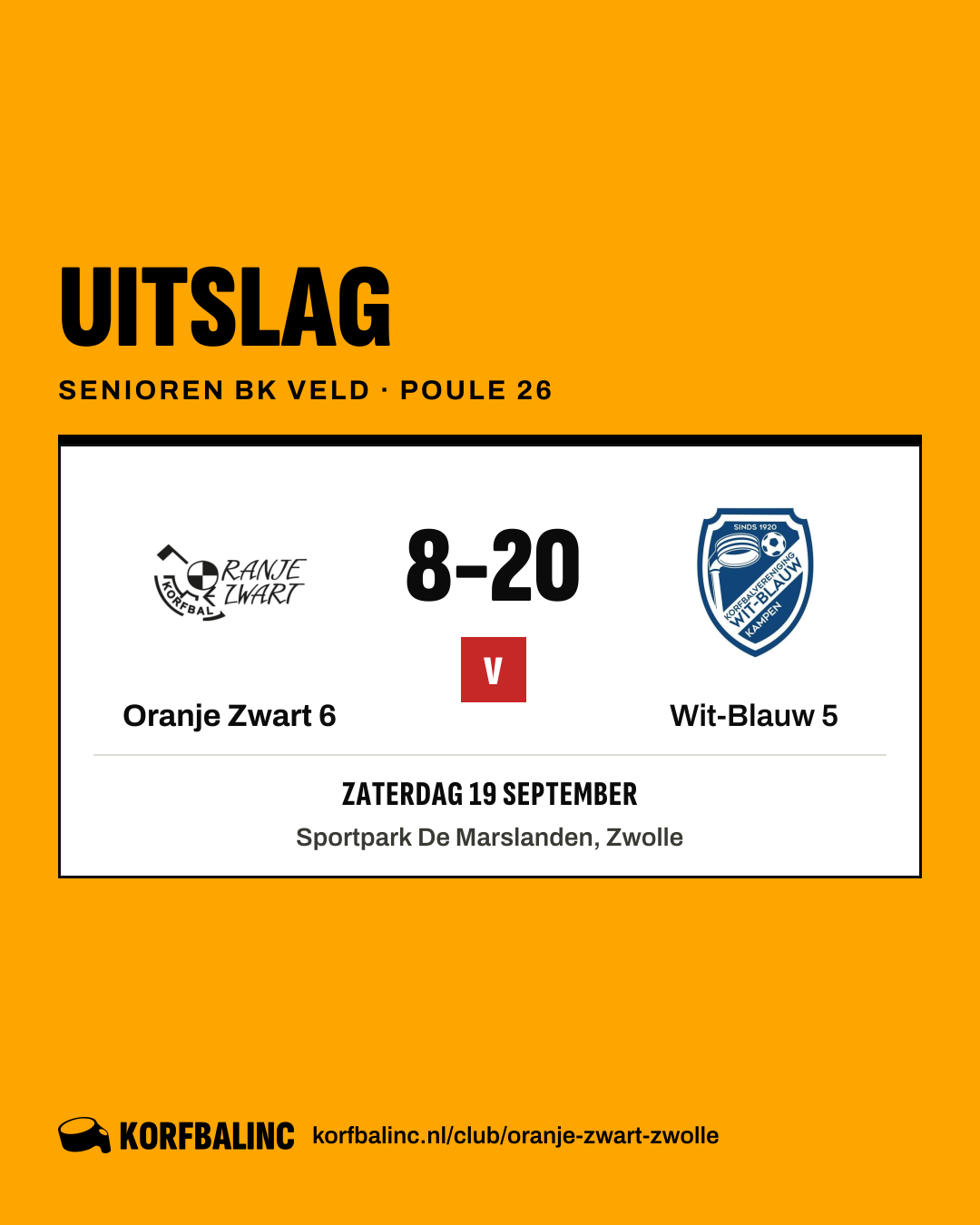 Oranje Zwart 6 - Wit-Blauw 5