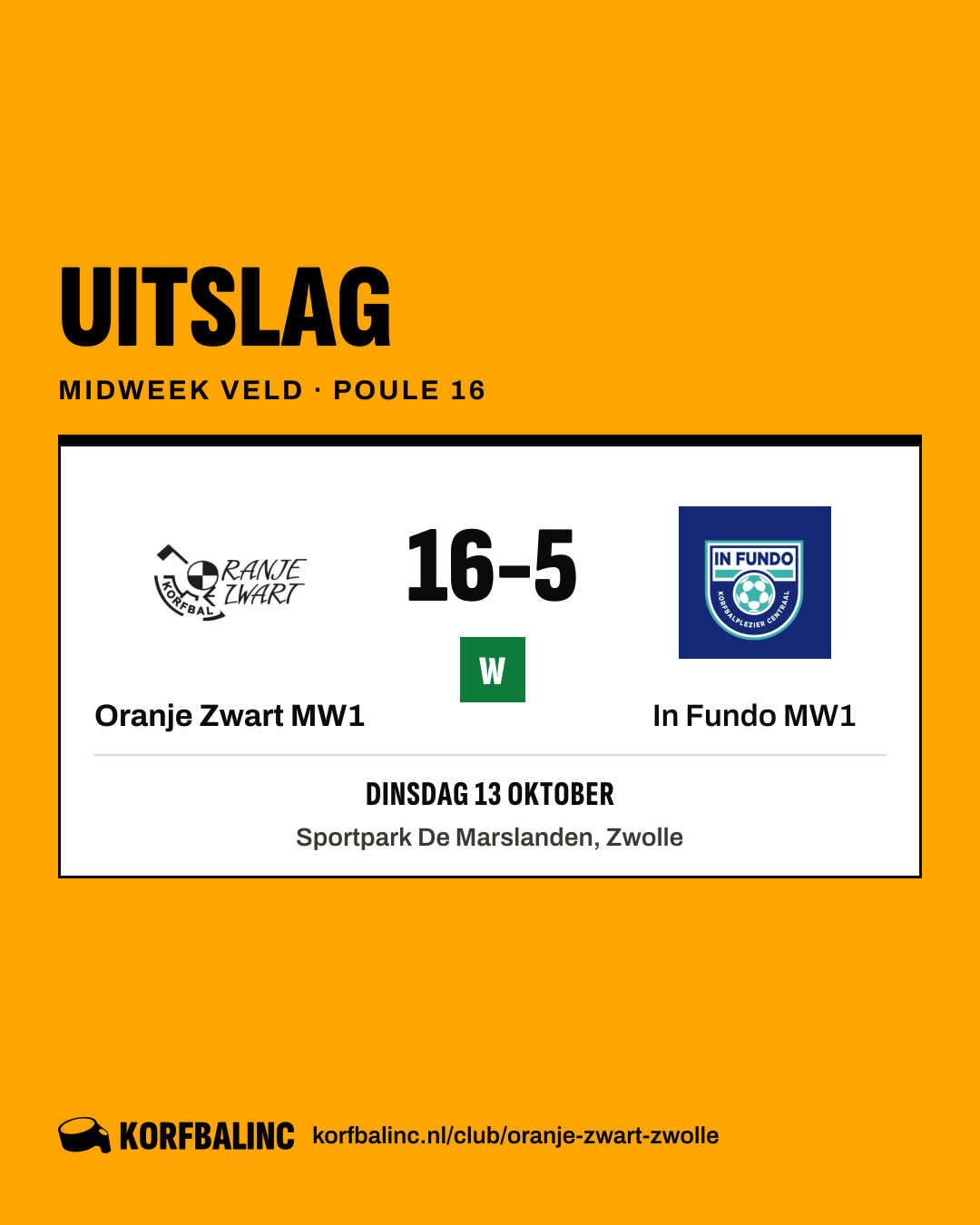 Oranje Zwart MW1 - In Fundo MW1