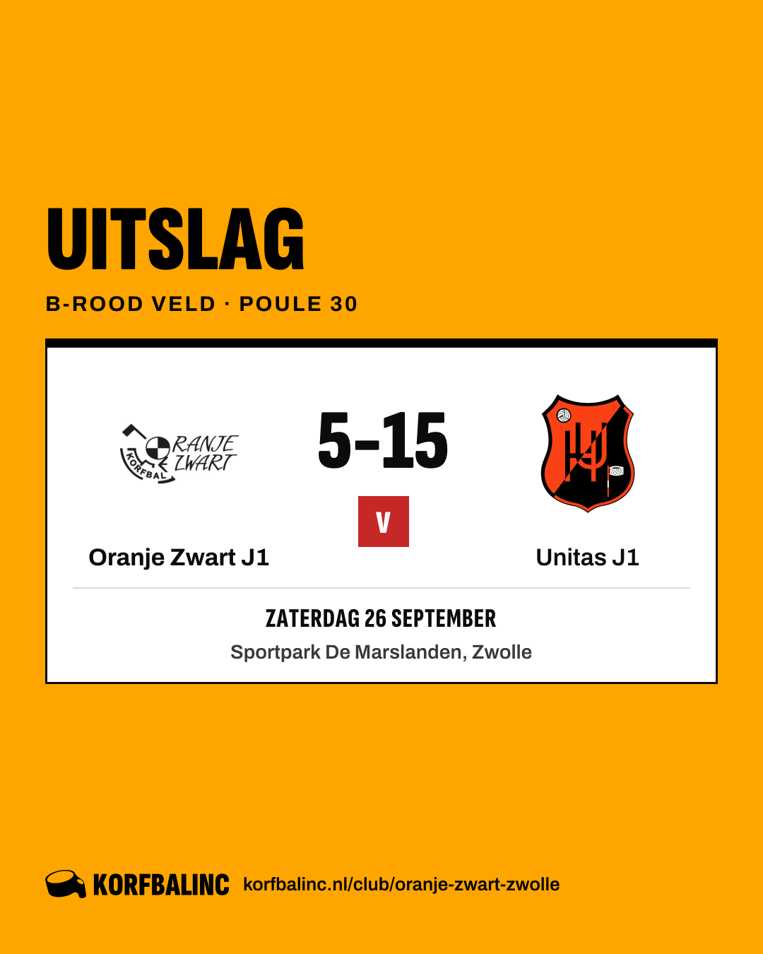 Oranje Zwart J1 - Unitas J1