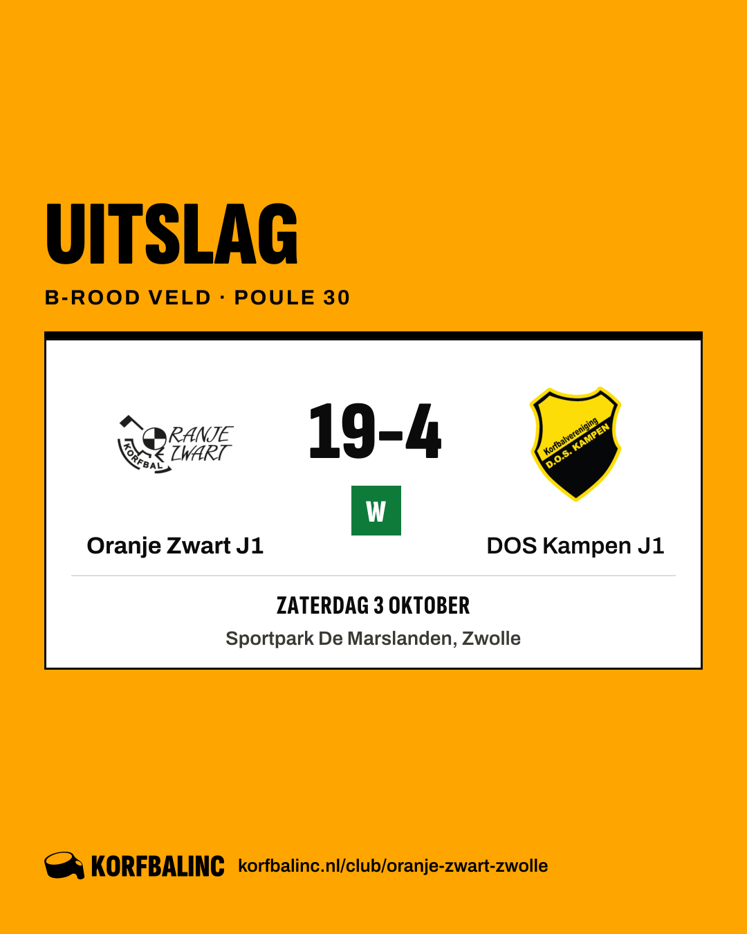 Oranje Zwart J1 - DOS Kampen J1
