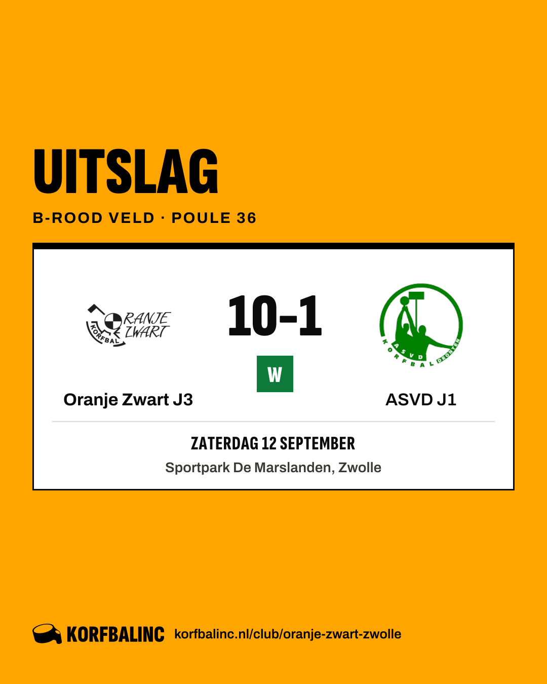 Oranje Zwart J3 - ASVD J1