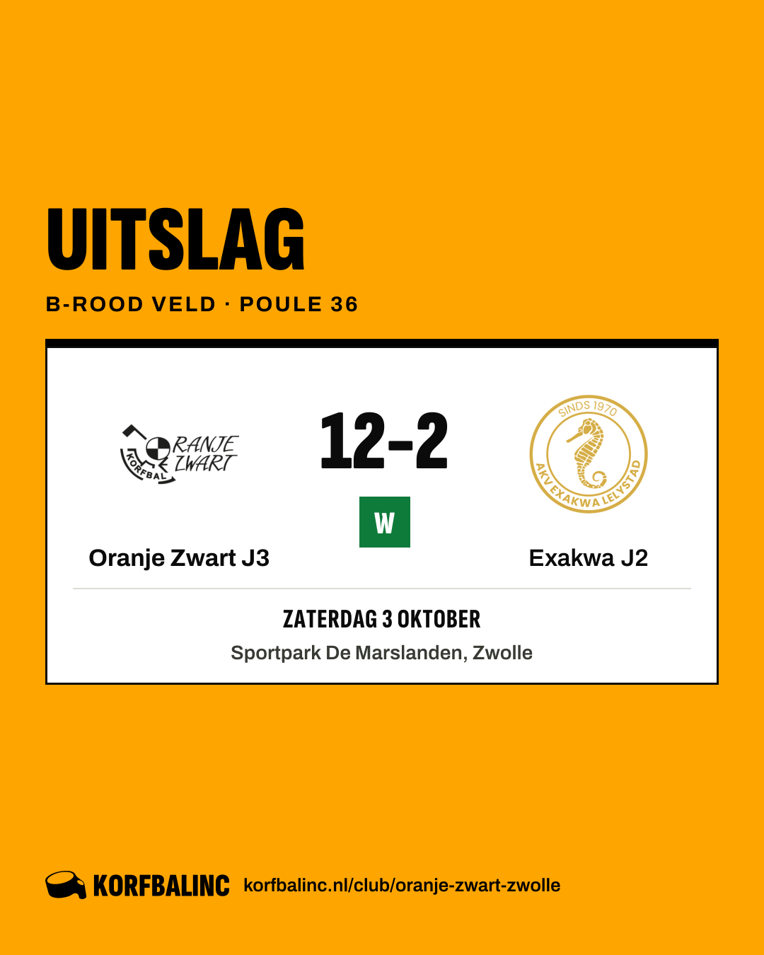 Oranje Zwart J3 - Exakwa J2