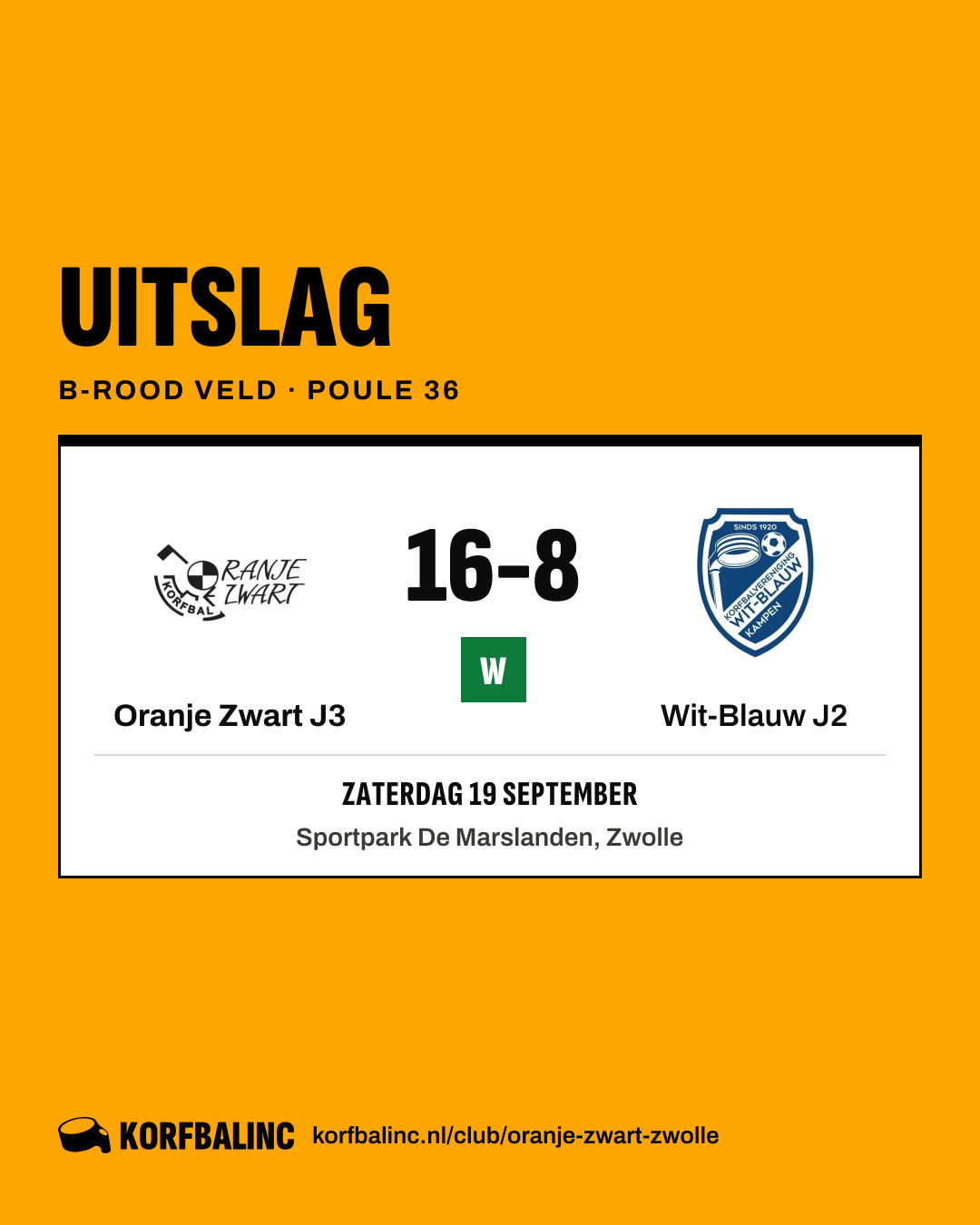 Oranje Zwart J3 - Wit-Blauw J2