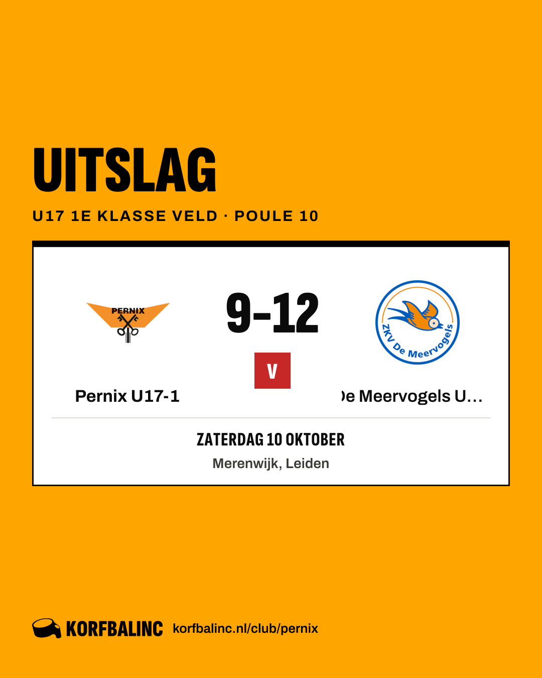 Pernix U17-1 - De Meervogels U17-1