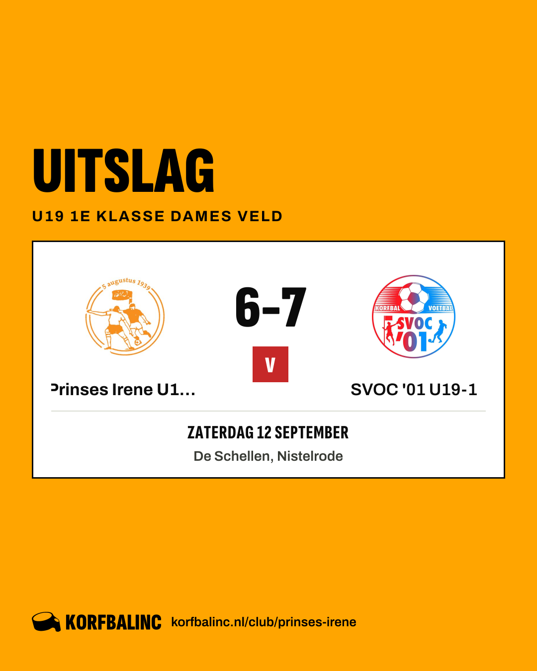 Prinses Irene U19-1 - SVOC '01 U19-1