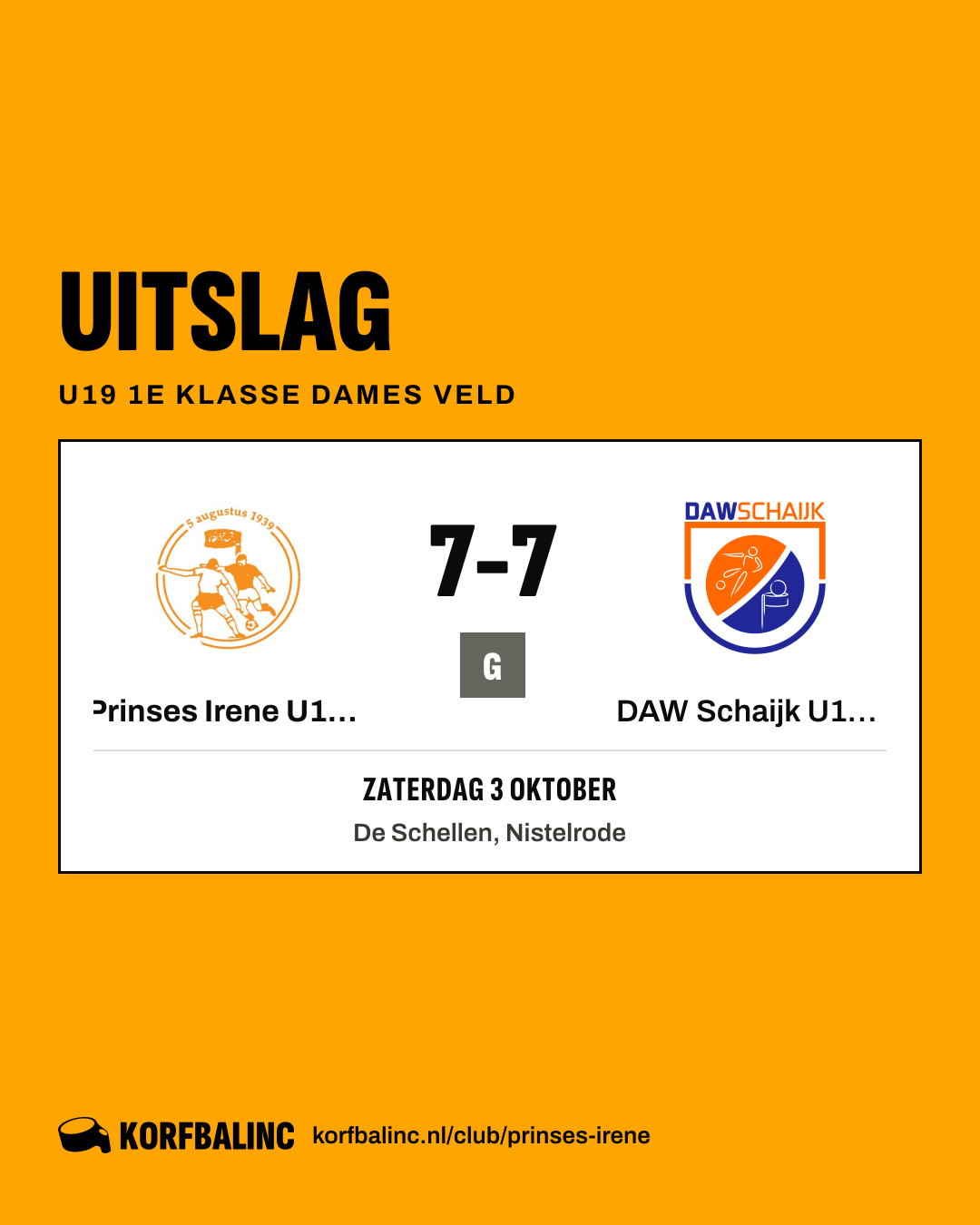 Prinses Irene U19-1 - DAW Schaijk U19-1