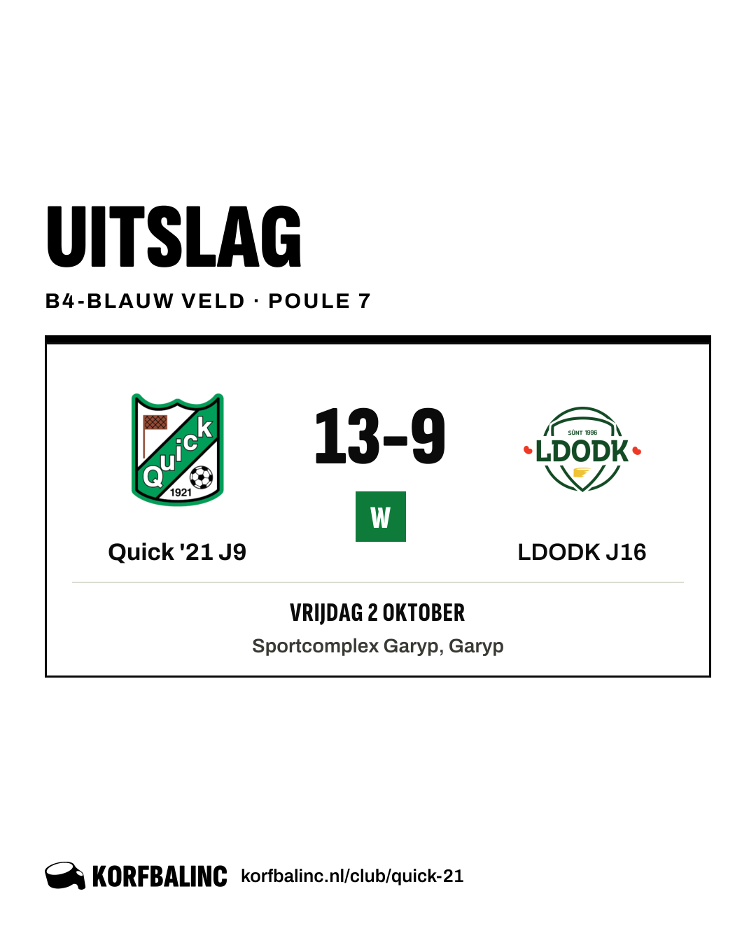 Quick '21 J9 - LDODK J16