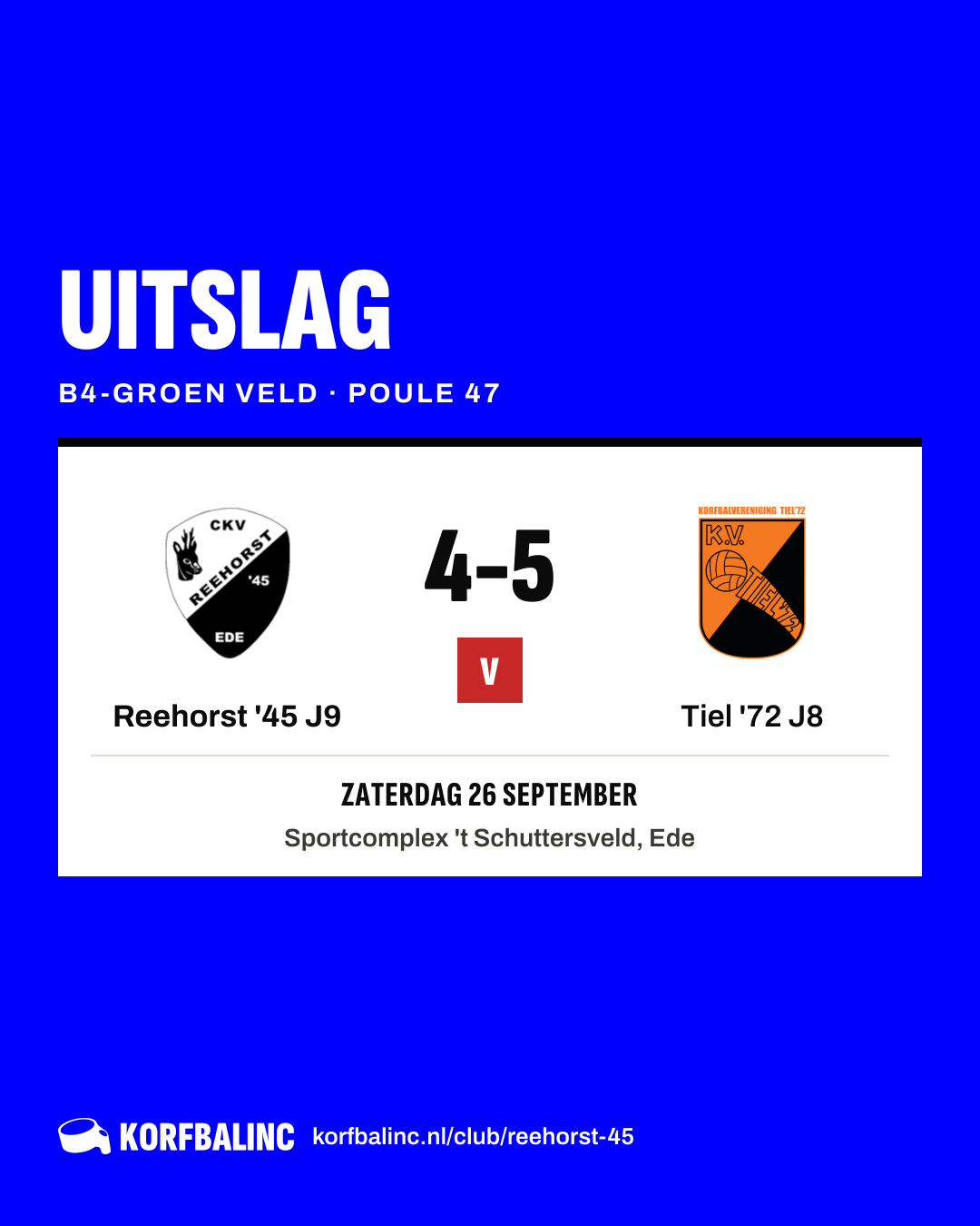Reehorst '45 J9 - Tiel '72 J8
