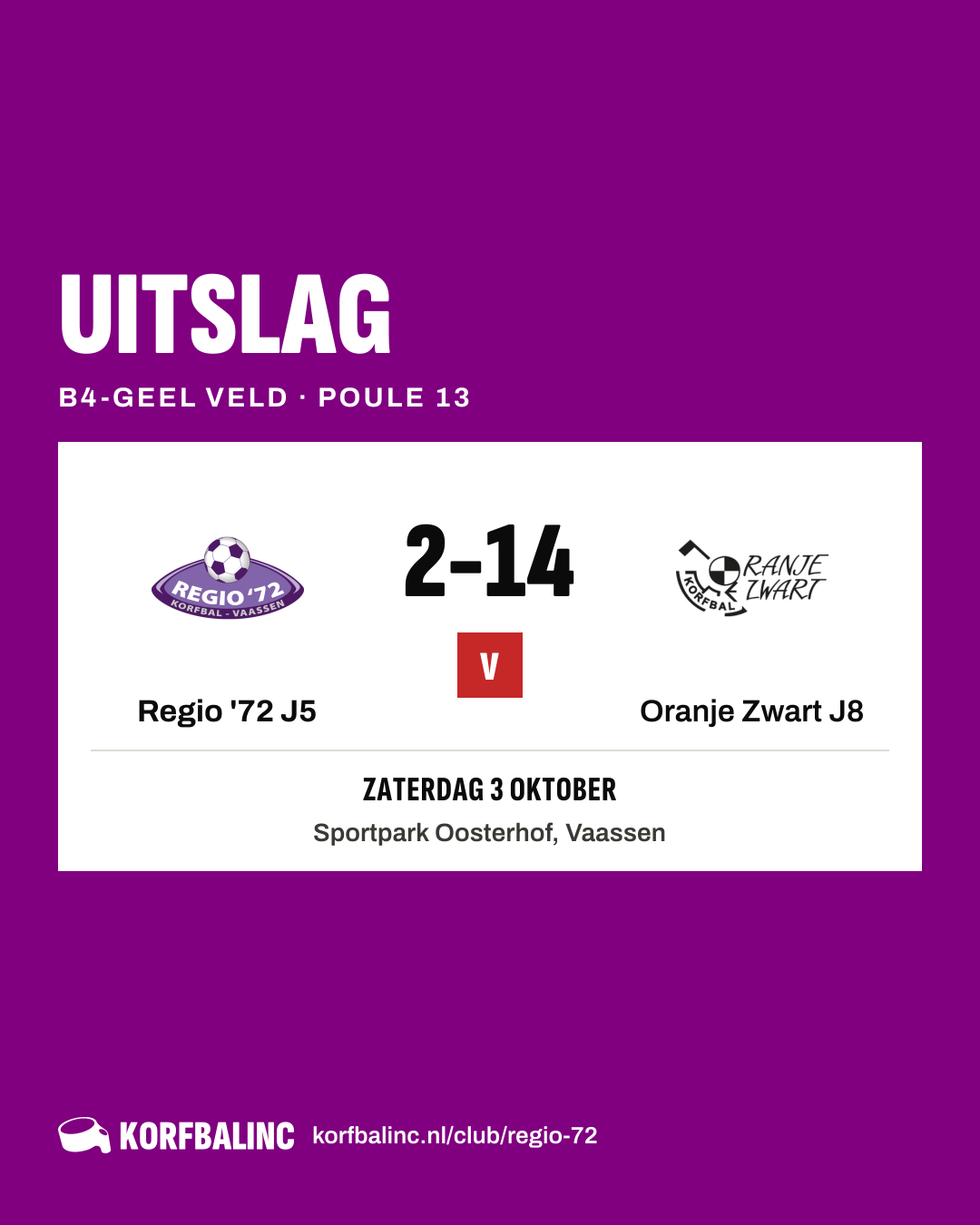 Regio '72 J5 - Oranje Zwart J8