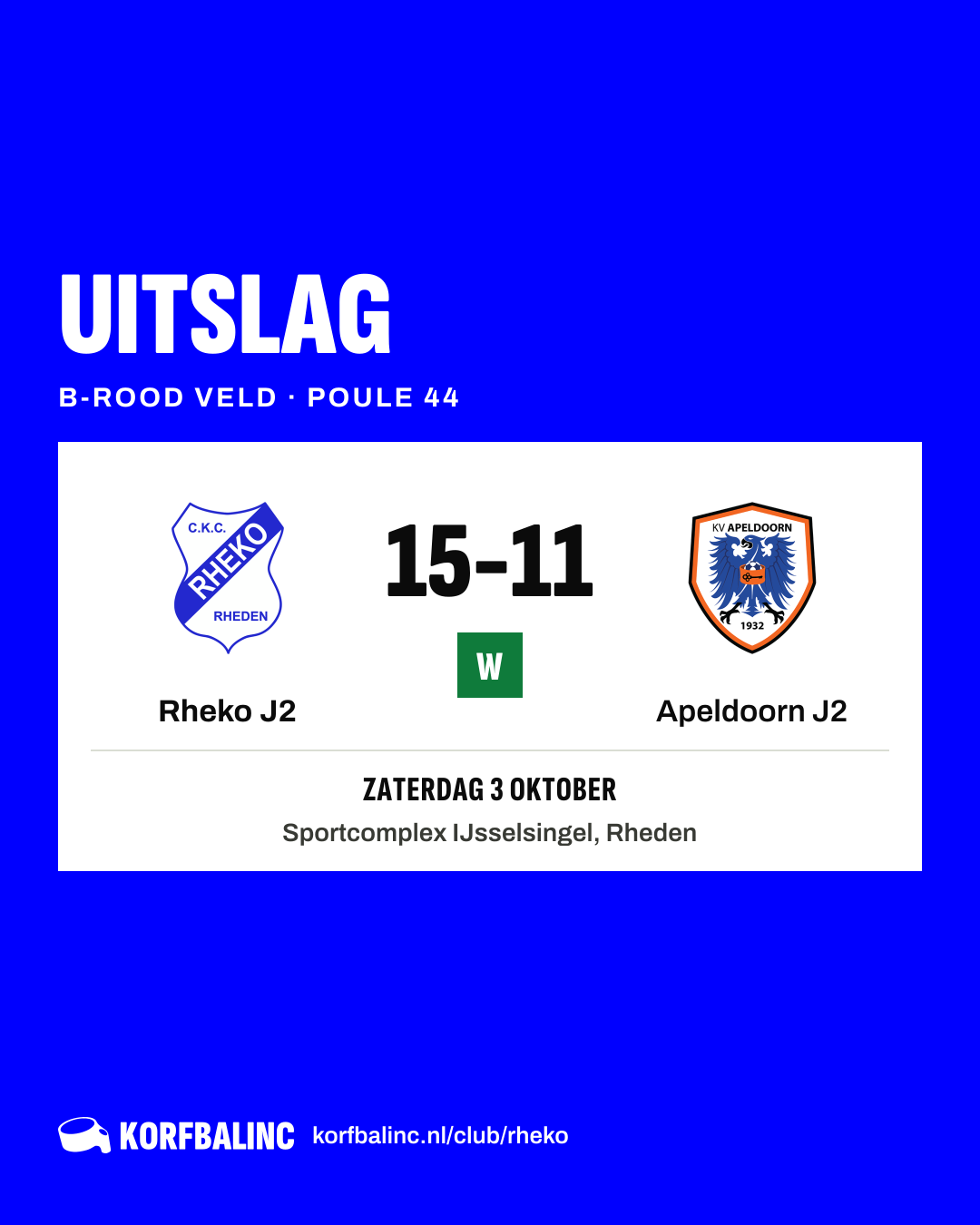 Rheko J2 - Apeldoorn J2