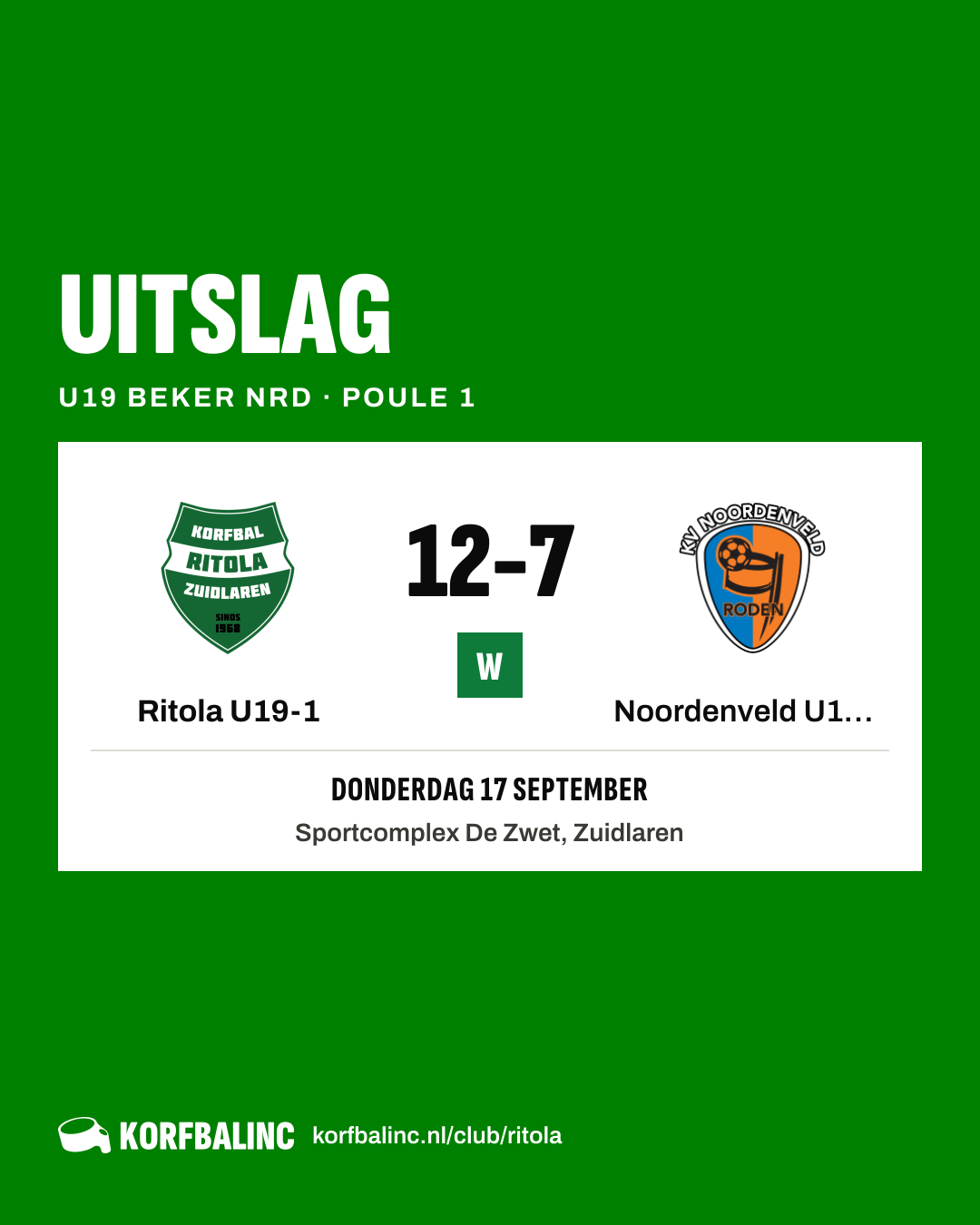 Ritola U19-1 - Noordenveld U19-1