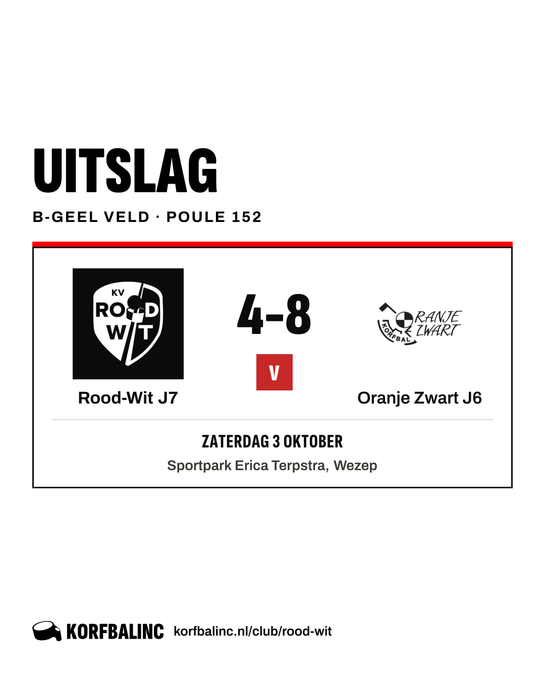 Rood-Wit J7 - Oranje Zwart J6