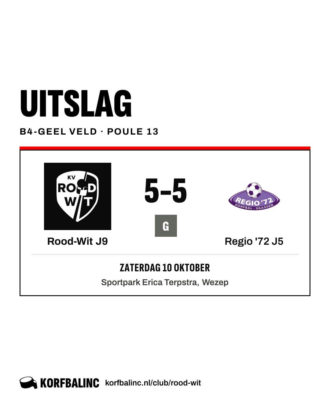 Rood-Wit J9 - Regio '72 J5