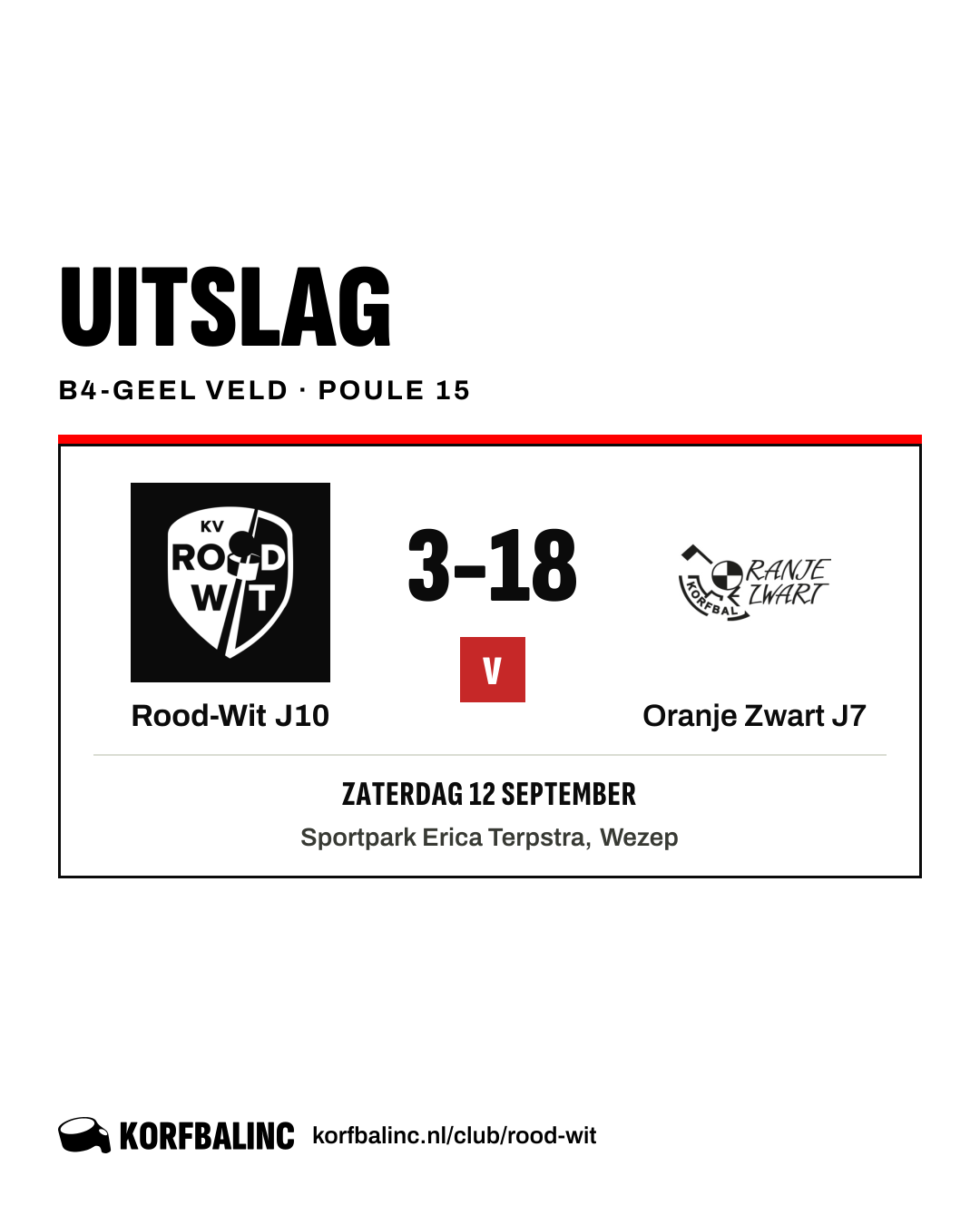 Rood-Wit J10 - Oranje Zwart J7