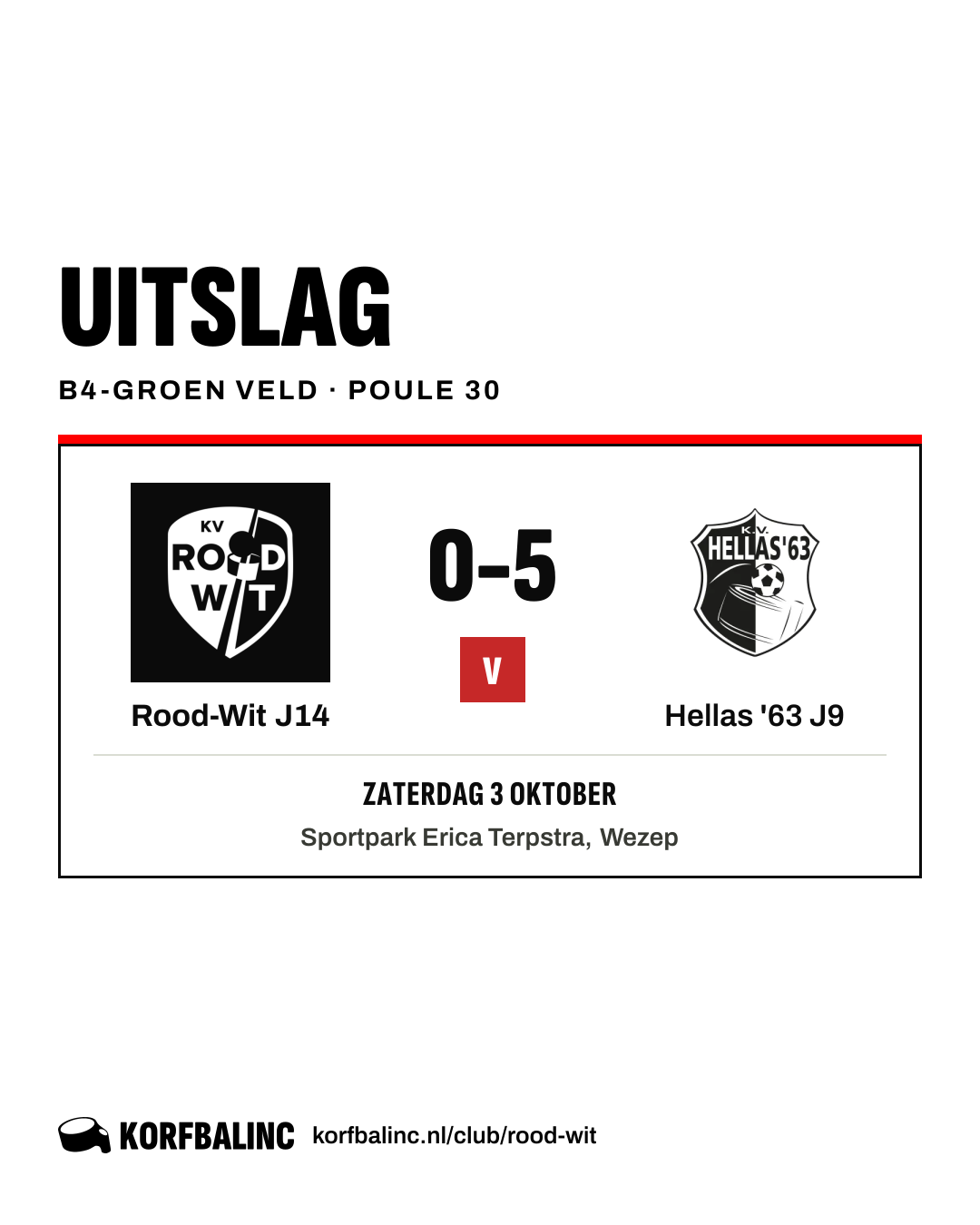 Rood-Wit J14 - Hellas '63 J9