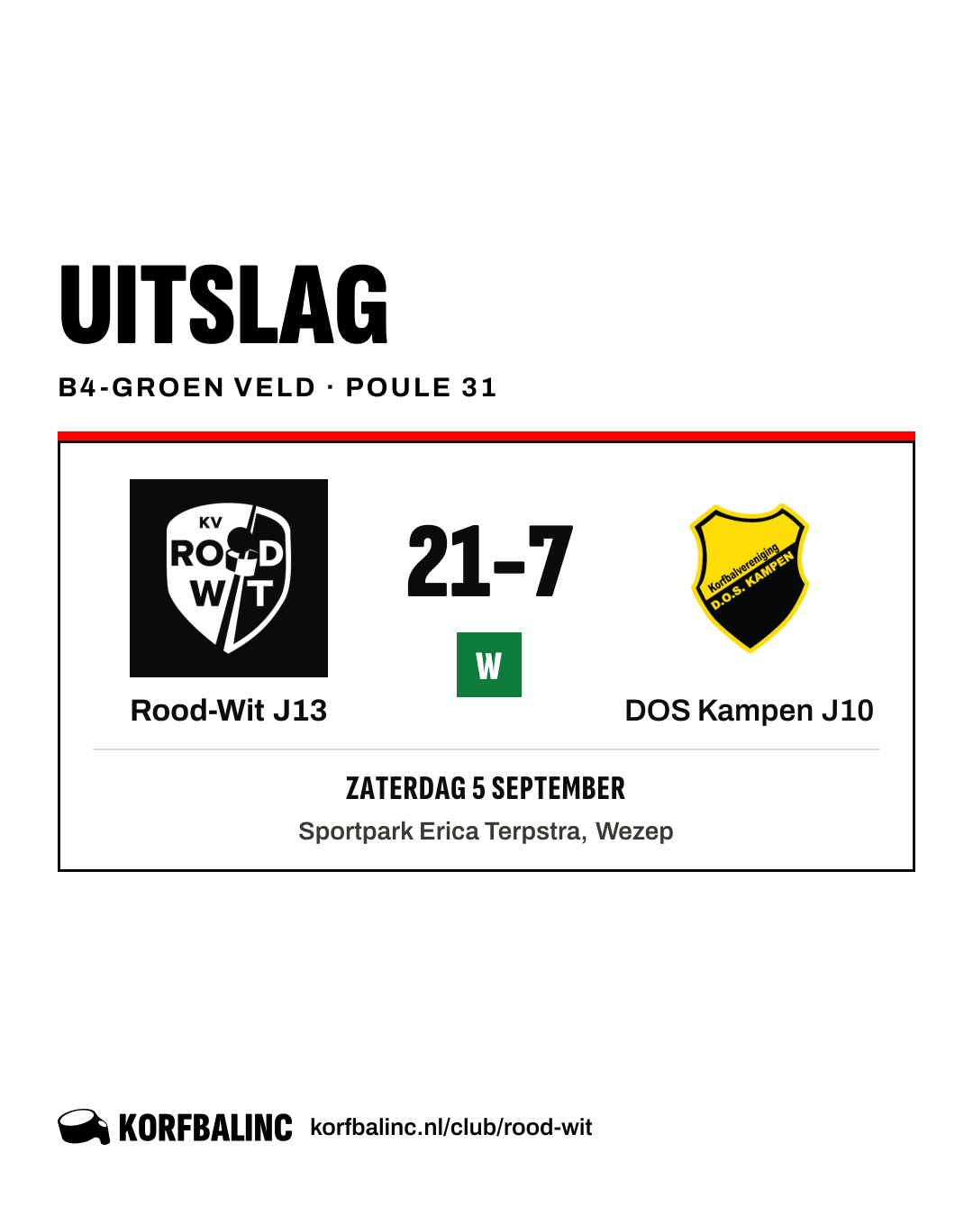 Rood-Wit J13 - DOS Kampen J10