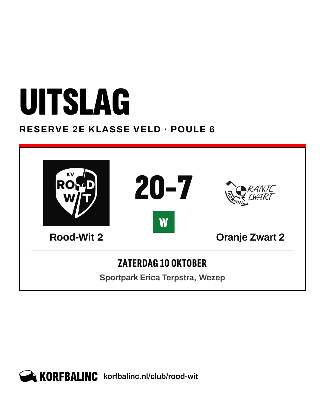 Rood-Wit 2 - Oranje Zwart 2