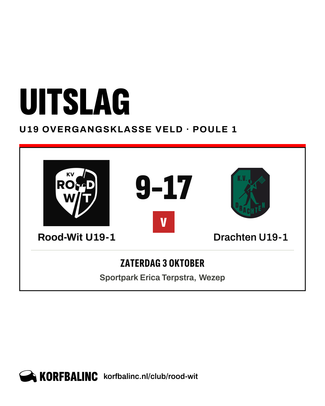 Rood-Wit U19-1 - Drachten U19-1